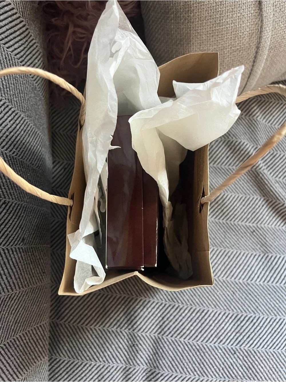 COACH Brown Gift Box, Bag & Orange Ribbon